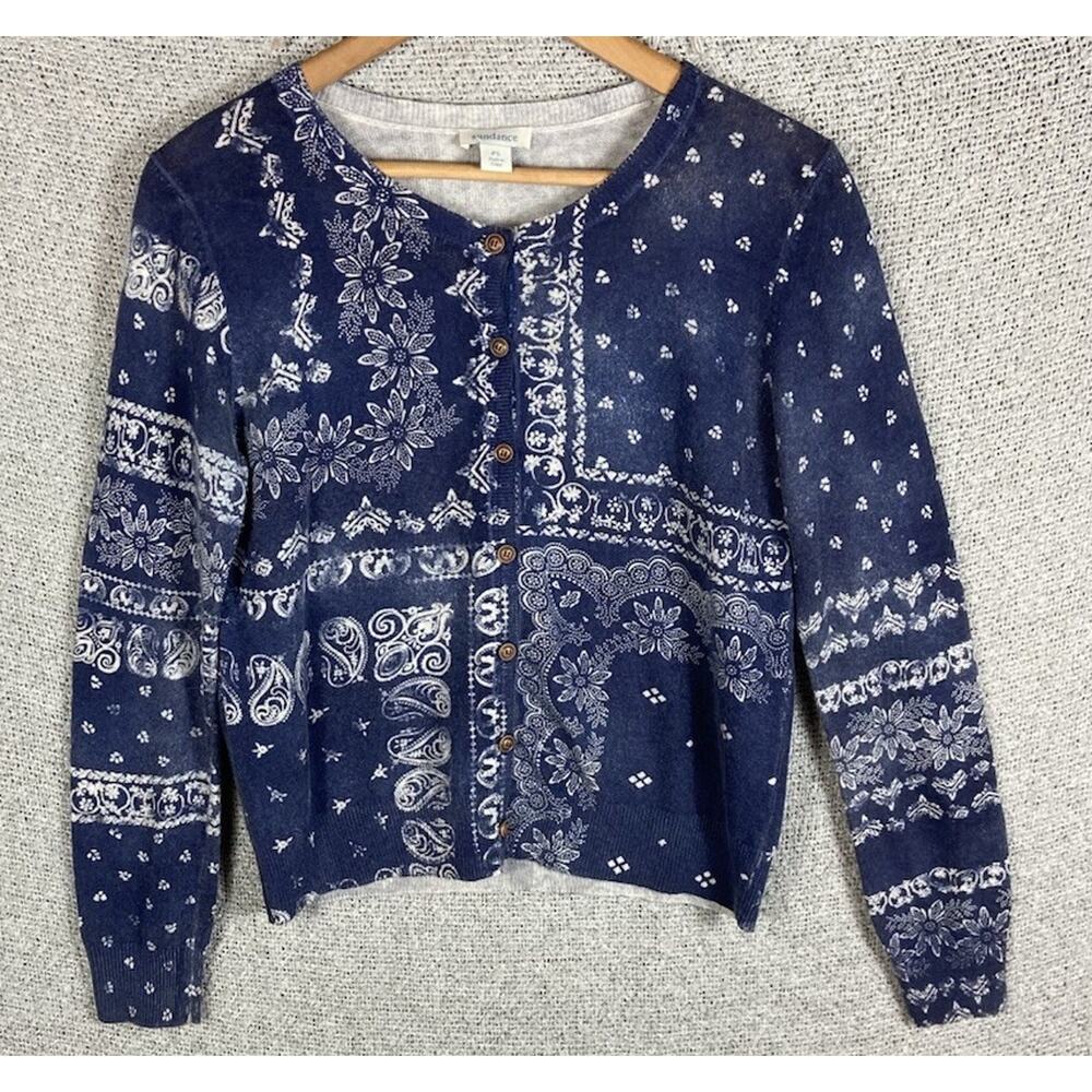 Sundance Quiet Isle Cardigan Sweater Womens PS Floral Paisley Print Southwestern